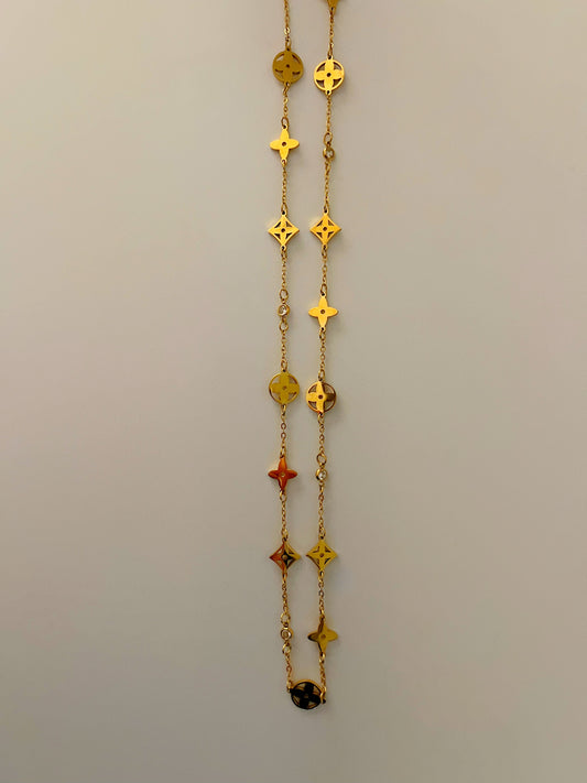 Ruby Chain Necklace- Gold